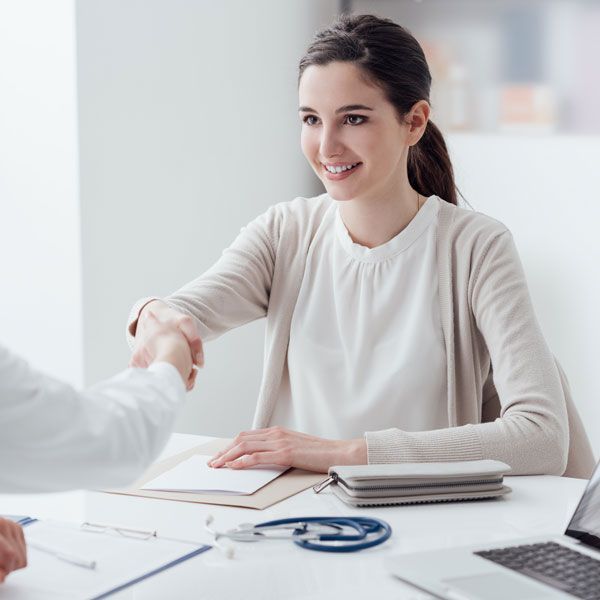 Smiling female patient